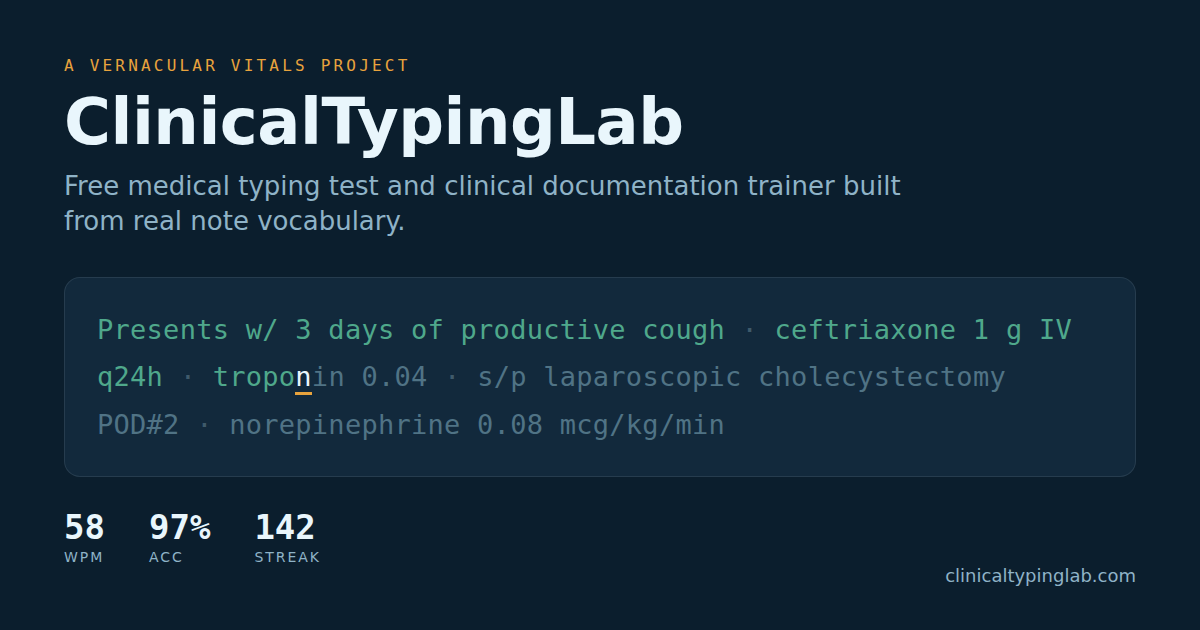 Pathologist Symbol ClinicalTypingLab: Medical Typing Test & Clinical Documentation Trainer